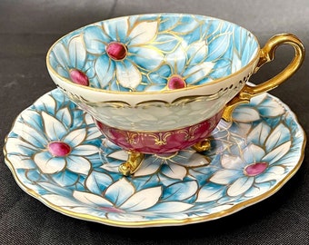 Hotuku Blue Flowers Teacup and Saucer