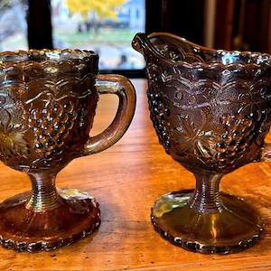 Imperial Carnival Glass Sugar and Creamer Set