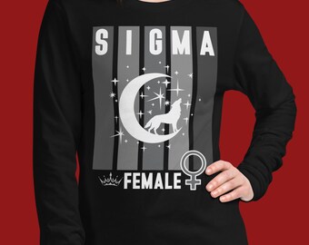 Signa Frau Langarm schwarzes T-Shirt Sovereign Lone Wolf Tee Unabhängige Frauen-Shirt Schwarz Langärmeliges T-Shirt Schwarz-Weiß-Shirt