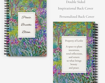 Personalisiertes Tagebuch, Spiralblock mit 140 Seiten, Impressionist-Notizbuch Claude Monet Der Garten des Künstlers in Giverny