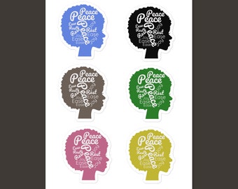 Black Woman Sticker Pack, Black Girl Stickers, Peace, Joy, Rest, and Ease Stickers, Afro Head Stickers, Kiss Cut Sticker Sheet