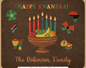 Anpassbare Kwanzaa Sherpa Decke Afrocentric Urlaub werfen Personalisiertes Familiengeschenk Benutzerdefinierte Kwanzaa Decor