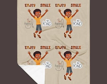 Black Boy Joy Blanket African American Child Gift Positive Affirmations Throw 30 Inches By 40 Inches