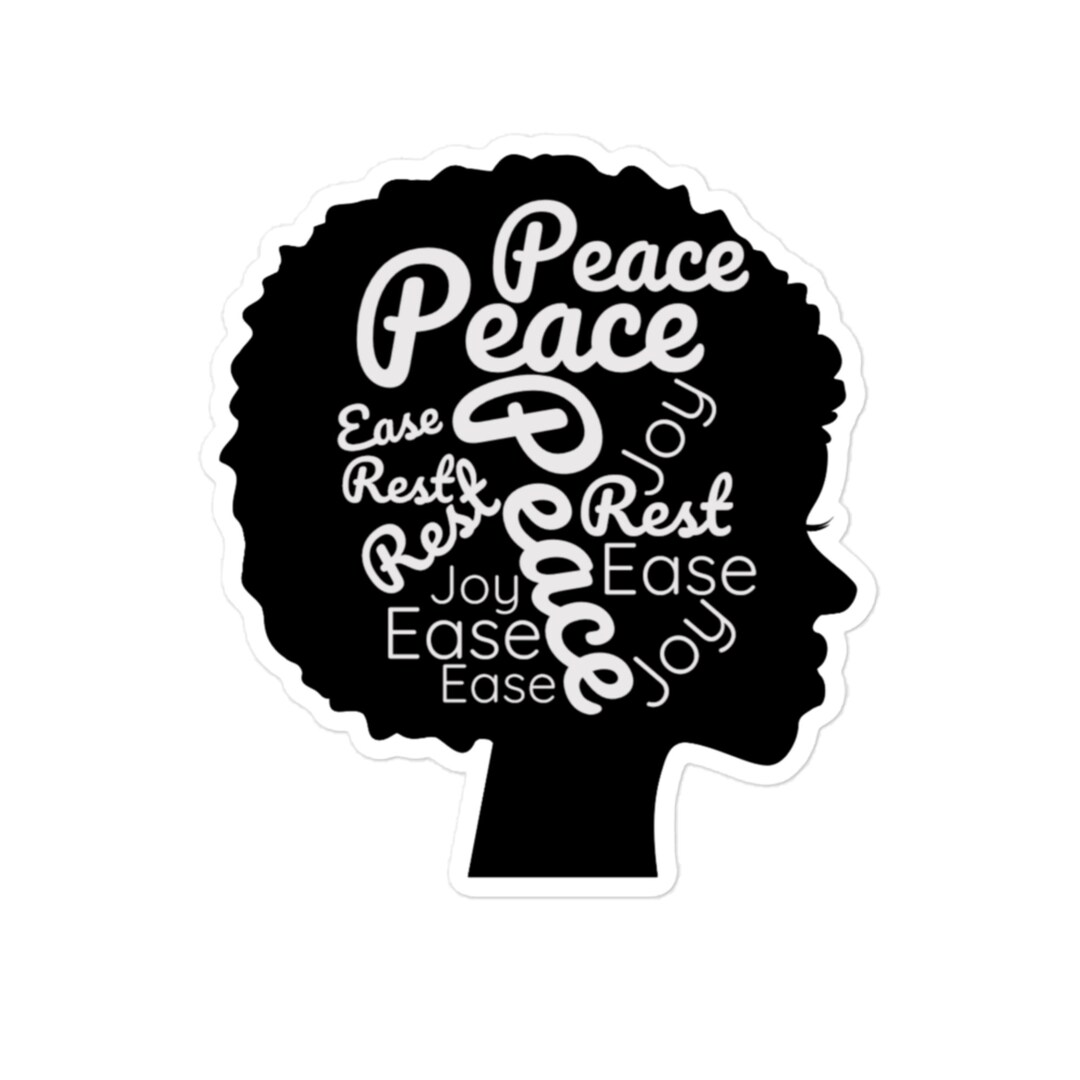 Black Woman Sticker, Black Girl Sticker, Peace, Joy, Rest, and Ease