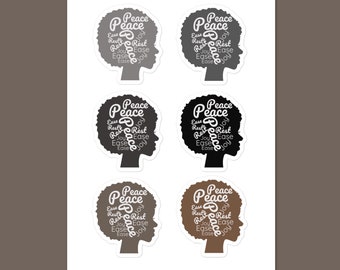 Black Woman Sticker Pack, Black Girl Stickers, Peace, Joy, Rest, and Ease Stickers, Afro Head Stickers, Black, Grey, and Brown Sticker Sheet