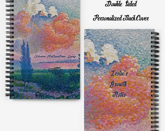 Personalisiertes Journal gepunktete Linien 140 Seiten doppelseitig Soft Touch Spiralblock 5,5 x 8,5 Zoll Henri Edmond Cross Artwork