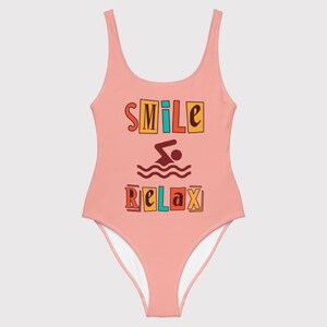One Piece Swimsuit  Swim Lovers Swimsuit  Pink Swimsuit  One Piece Bathing Suit  Swimming Suit