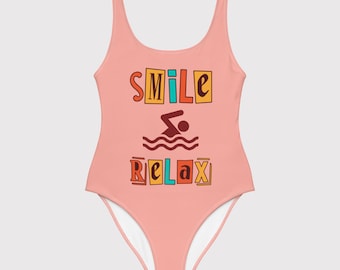 One Piece Swimsuit  Swim Lovers Swimsuit  Pink Swimsuit  One Piece Bathing Suit  Swimming Suit