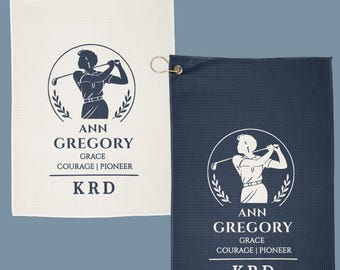 Personalized Black Golf History Towel Set | Custom Initials | Ann Gregory | Golf Gift | Black Golf Legacy | Black Woman