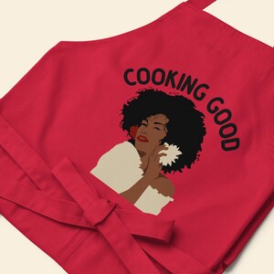 エプロン オーガニックコットンエプロン 環境に優しいエプロン 料理ギフトエプロン 黒の女性用エプロン 赤のエプロン