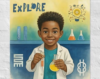 Schwarzer Junge Wissenschaftler Wand Kunst Afrocentric Wissenschaft Wand Druck Schwarzer Junge Freude Poster