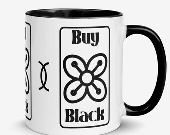 Kaufen Sie schwarze Cola-Nuss-Tasse Afrocentric Kaffeetasse Unterstützung Black-Owned Business Ujamaa Symbol 11 Unze Keramikbecher Farboptionen