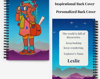 Personalisiertes STEM Journal für schwarze Mädchen | Schwarzes Notizbuch mit Notizbuch | Gepunktete Seiten | Benutzerdefinierter Name | 5,5 x 8,5 Kinderbuch