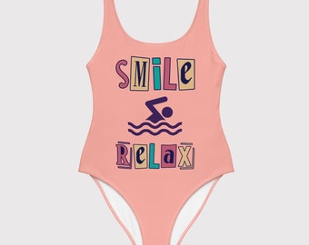 One Piece Swimsuit  Swim Lovers Swimsuit  Pink Swimsuit  One Piece Bathing Suit  Swimming Suit