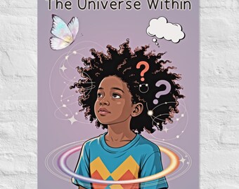 Das Universum in der Brillanz schwarzer Mädchen Die innere Welt eines schwarzen Mädchens “Kosmisches Wunder Schwarzes Mädchen, das über das Leben nachdenkt, Tiefe des Geistes