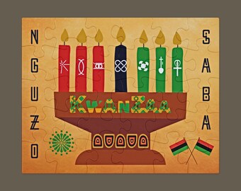 Kwanzaa Puzzle Nguzo Saba Puzzle Kwanzaa Symbole Puzzle Kwanzaa Kerzenbeleuchtungs-Puzzle Afrikanisch Amerikanisches Puzzle 30 oder 110 Teile Puzzle