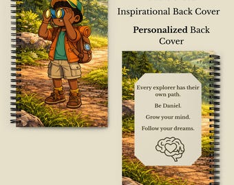 Personalisiertes STEM Journal für schwarze Jungen | Entdecker Notizbuch | Benutzerdefinierter Name | Gepunktete Seiten | 5,5 x 8,5 Kinderbuch | Schwarzer Boy Joy