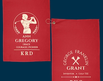 Personalized Black Golf History Towel Set | Custom Initials | Ann Gregory | George Franklin Grant | Golf Gift | Black Sorority Inspired