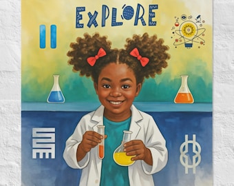 Schwarzes Mädchen-Wissenschaftler-Poster Schwarze STEM-Wand-Kunst Schwarzes Kinder-Poster Afrocentric STEM-Dekor Schwarze Mädchen sind Magie Schwarzes Exzellenz-Poster