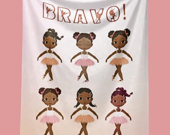 Bravo Ballerinas Sherpa Decke Schwarzes Mädchen Ballerina Werfen Tanz Geburtstagsgeschenk für Kinder Ballettdekor 50 x 60 Zoll Sherpa Decke