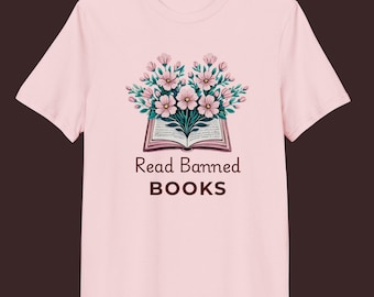 Bio-Baumwolle T-Shirt, Lese verboten Bücher Shirt, literarischer Aktivist Tshirt, Buch-Liebhaber-Geschenk, Frau Empowerment Tee, Freiheit, Fürsprecher zu lesen