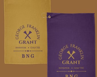 Personalized Black Golf History Towel Set | Custom Initials | George Franklin Grant | Golf Gift | Black Golf Legacy |Black Fraternity