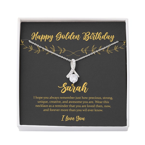 Golden Birthday Gift Necklace, Personalized Birthday Gift, Happy Golden Birthday, 50th Birthday, Custom Birthday Gift, .925 Sterling Silver