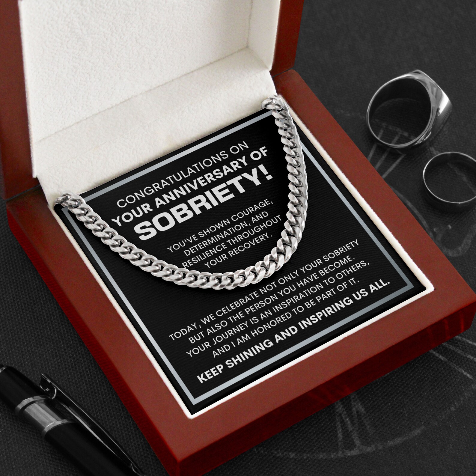 Sobriety Anniversary Gift Necklace, 10 Year Sobriety, 1 Year Sober Gift ...