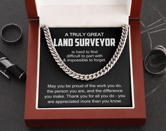 Land Surveyor Necklace, Gift for Land Surveyor, Thank You Land Surveyor, Appreciation for Land Surveyor, Retirement Gift for Land Surveyor