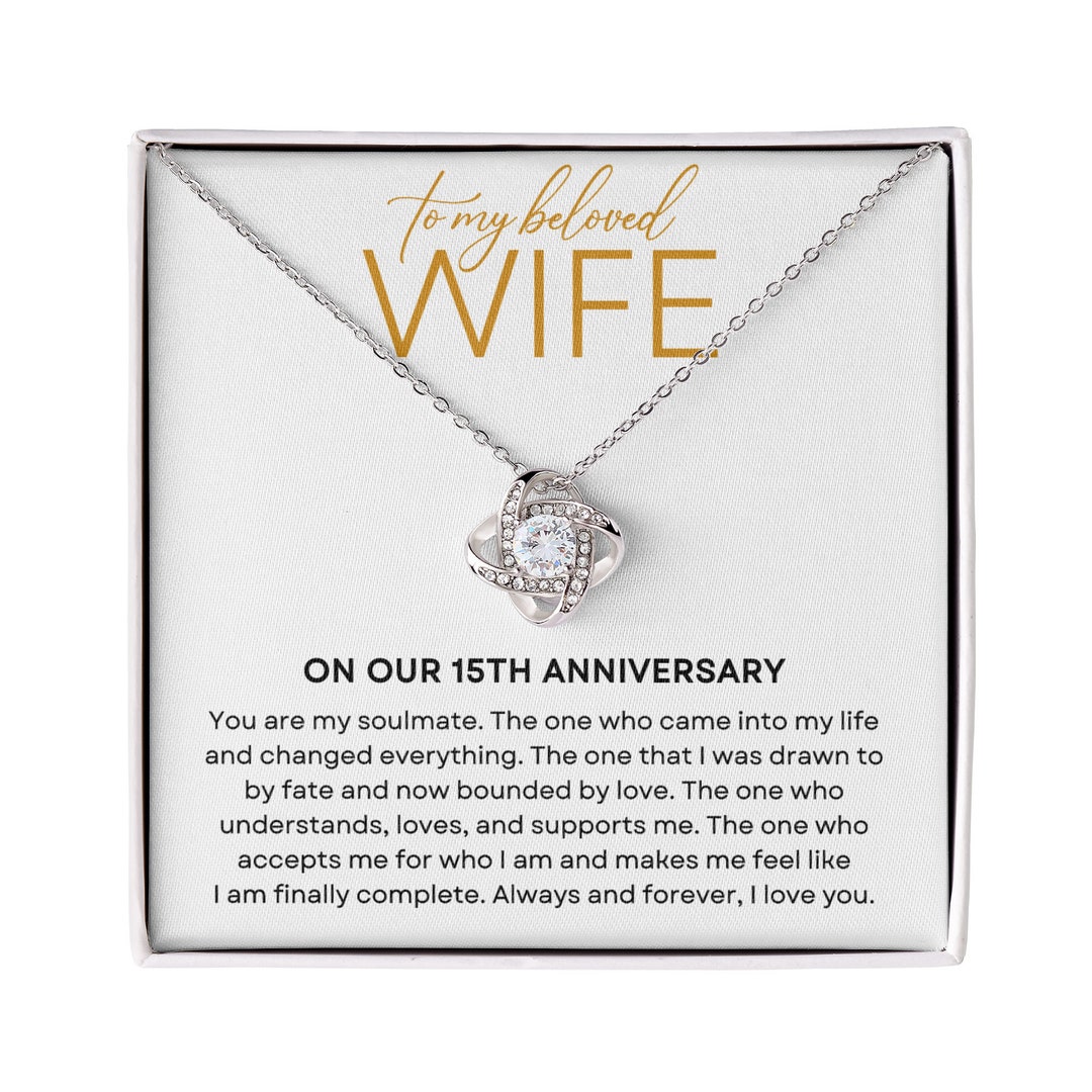 Wife on Our 15th Anniversary Necklace Gift From Husband, Fifteenth