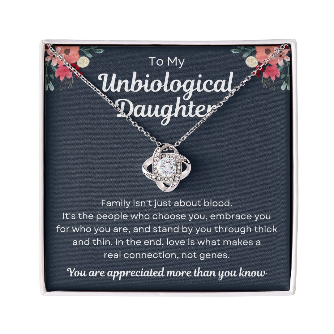 thumbnail image 2 of Sterling Silver Unbiological Daughter Necklace - S925 Adjustable Interlocking Circle Pendant 2 of 13