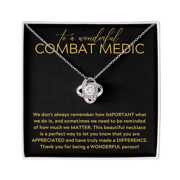 Combat Medic Necklace, Gift for Combat Medic, Thank You Combat Medic, Appreciation for Combat Medic, Retirement Gift for Combat Medic