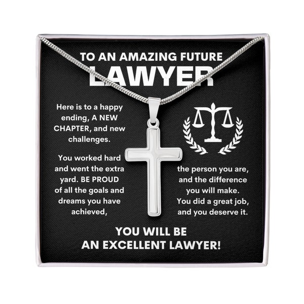 Future Lawyer Cross Necklace Gift,Law Student Gift, Law School Graduation Gift, Law Graduate Gift,Lawyer Graduation Gift for Him