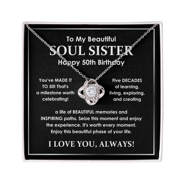 Happy 50th Birthday Gift for Soul Sister, Soul Sister Birthday, Turning 50 Years Old, 50th Birthday Gift for Her, Sister at Heart Birthday