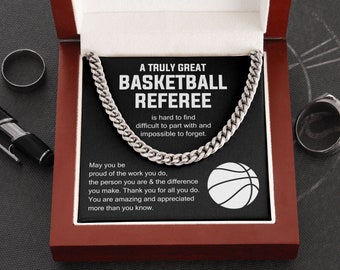 Basketball Referee Necklace, Gift for Basketball Referee, Thank You Basketball Referee, Appreciation for Basketball Referee, Retirement Gift