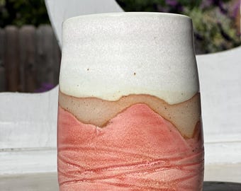 Handmade Pink Mountain Inspired Glazed Tumbler