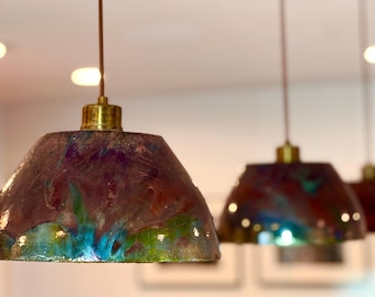 Handmade Raku-Fired Ceramic Pendant 16” Wide