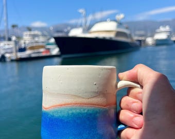 Handmade Ceramic Mug Inspired by the ocean in Santa Barbara, California
