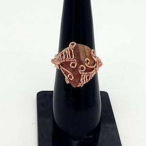 Handmade Tiger Eye Copper Ring: Wire Wrapped Statement Jewelry
