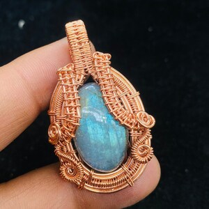 Labradorite Gemstone Pendant Copper Wire Wrapped Pendant Labradorite Pendant Copper Pendant Jewelry Gift For Her Mother Copper Antique