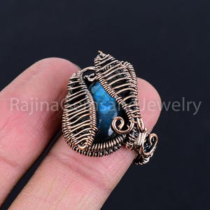 Blue Flashy Labradorite Copper Ring, Wire Wrapped Copper Ring, Handmade Ring, Designer Ring, Solid Copper Ring, Stylish Copper Ring,