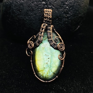 Labradorite Copper Oxidized Pendant Labradorite Gemstone Copper Wire Wrap Pendant Jewelry Gift Pendant Oxidize Polish Pendant