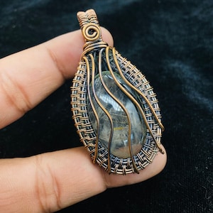 Golden Rutail Copper Wire Wrapped Copper Pendant Handmade Wire Wrapped Jewelry Top Quality Beautiful Piece Unique Piece Gift for Her