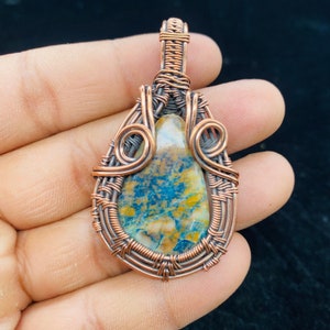 Natural Jasper Wire Wrapped Copper Oxidized Pendant New Design Beautiful Necklace Christmas Gift Pendent Designer Pendant Unique Necklace.