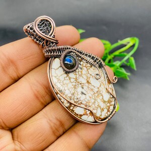 Wild Horse Jasper Copper Pendant Labradorite Wire Wrapped Pendant Jasper Gemstone Pendant Wild Horse Jewelry Copper Wrap Jewelry Gift Ideal