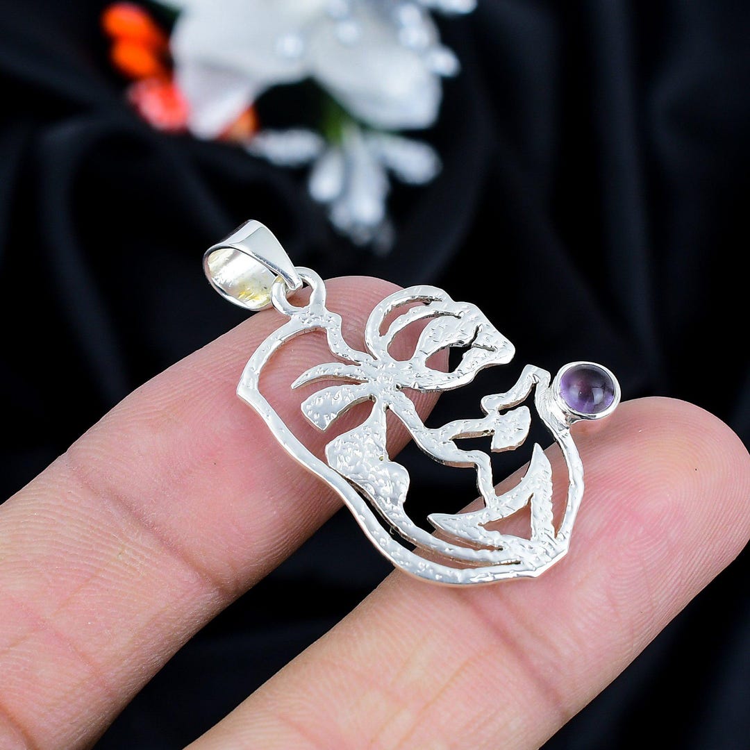 Amethyst Sterling Silver Smile Pendant - Handmade 925 Jewelry - Etsy