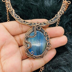Copper Wire Wrapped Labradorite Necklace: Handmade Gemstone Jewelry