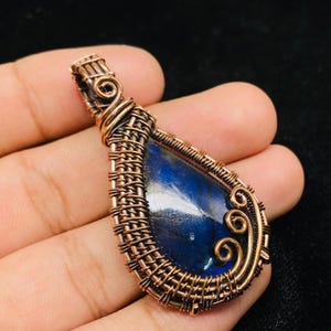 Labradorite Copper Pendant, Wire Wrapped Copper Pendant, Handmade Pendant, Designer Pendant, Elegant Copper Pendant, Gift For Anniversary,