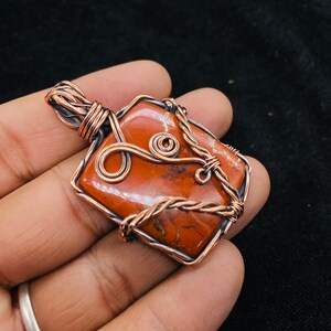 Wire Wrapped Copper Pendant Handmade Jewelry Gemstone Jasper Pendant Gift For Her