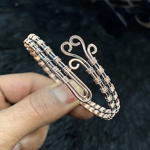 Copper Wire Wrapped Cuff Bracelet Adjustable Copper Wire Bangle Engagement Gift Wrist Bracelet Copper Bangles Simple Daily Wear Bracelet